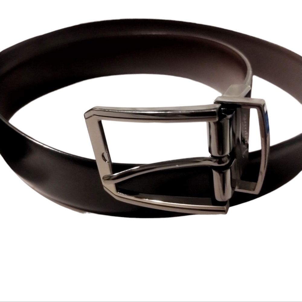 Men's Original Penguin Reversible Leather Dress Belt Black/Brown size 32/80